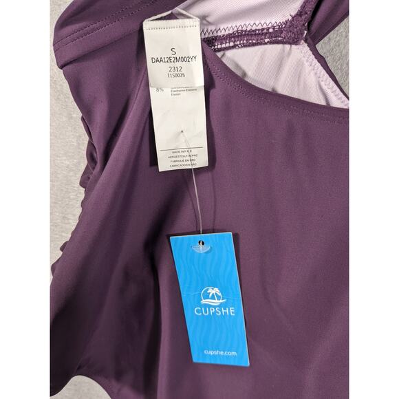 NWT Cupshe Swim Suit Women's Small Purple One Piece Ruched Adjustable Strap - Picture 8 of 12